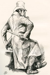 Bill Sikes. Illustration by Harry Furniss for the Charles Dickens Novel Oliver Twist, from The Testimonial Edition, Published 1910.