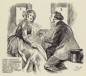 Mrs Manning the Murderess fascinating a Stranger in a Train while escaping from Arrest by Harry Furniss