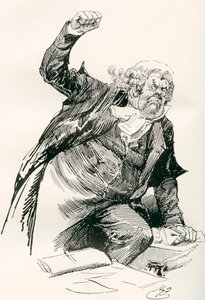 Sergeant Buzfuz. Illustration by Harry Furniss for the Charles Dickens Novel The Pickwick Papers, from The Testimonial Edition, Published 1910.