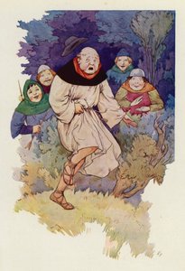 At the first touch of the arrow-point through his robe, the Abbot leaped in the air with a squeal by Harry George Theaker
