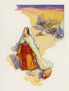 Hagar laid the child in the shade of a bush by Harry George Theaker
