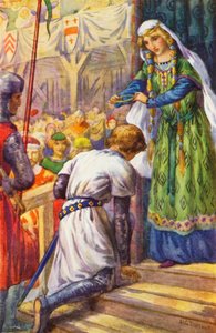 I bestow on thee this chaplet, Sir Knight by Harry George Theaker