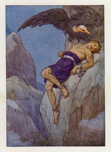 Prometheus chained to a rock