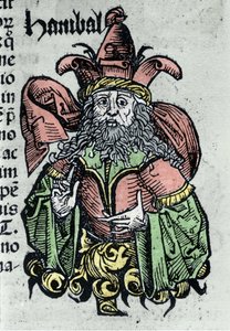 Portrait of Hannibal or Annibal Barca (247 BC - 183 BC), Carthaginian general and statesman. Xylography of 