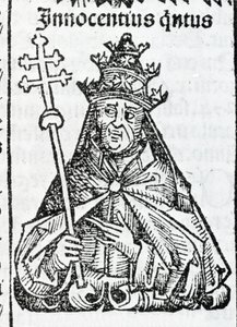 Portrait of Pope Innocent IV (1195 - 1254) in Liber chronicarum by Hartmann Schedel Nuremberg 1497 by Hartmann Schedel