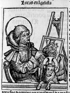 Representation of the Evangelist Saint Luke. Engraving from 