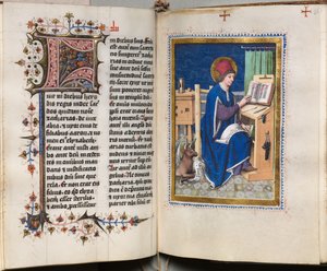 Gospel Book with Evangelist Portraits: Decorated Initial by Hausbuch Master