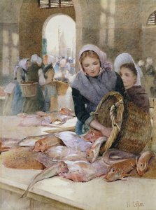 Women in the Fish Market, Boulogne by Hector Caffieri