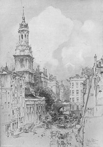 St Magnus the Martyr showing the dry arch of London Bridge and the remains of the Mermaid Tavern