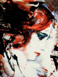 Expressive Red Blue Portrait