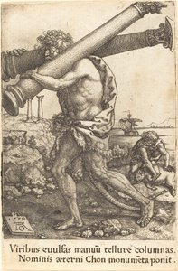 Hercules Carrying the Two Columns of Gaza by Heinrich Aldegrever