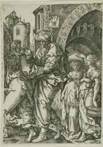 Lot and His Family Fleeing from Sodom, from The Story of Lot by Heinrich Aldegrever