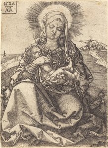 Madonna in a Landscape Sitting on a Cushion by Heinrich Aldegrever