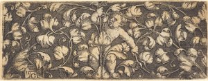 Ornament with Foliage and a Child in the Center by Heinrich Aldegrever