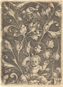 Scroll Ornament with Seated Child by Heinrich Aldegrever