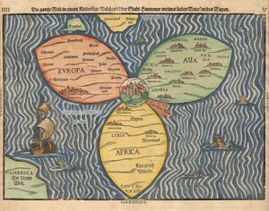The three continents with Jerusalem in the center of the World