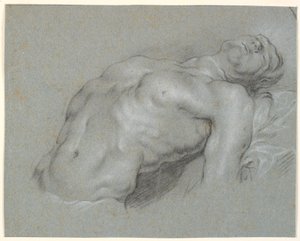 Upper Body of a Strongly Reclining Male Model by Heinrich Dittmers