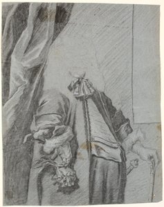 Study for a Male Portrait, 3/4 Figure, Right Hand Holding a Glove, Supported on the Side, Left Hand Supported on a Cane by Heinrich Dittmers