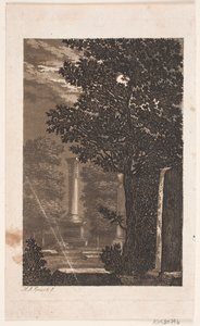 From Assistens Cemetery, (according to old auction catalog) Park with Column in Moonlight