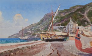 Amalfi, Fishing Boats on the Beach by Heinrich Hermanns