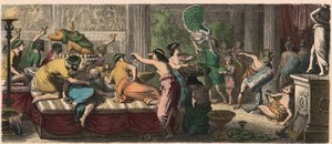 Ancient Rome: A banquet with a performance by gladiators by Heinrich Leutemann