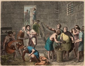 Ancient Rome: Distribution of Food to Slaves in the Evening, 1866 by Heinrich Leutemann