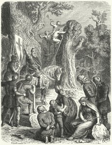 Charlemagne orders the felling of the Irmensaule, sacred oak tree of the Saxons, 772 by Heinrich Leutemann