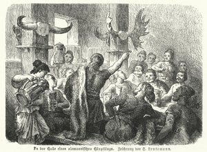 Feasting in the Hall of a Germanic Chieftain by Heinrich Leutemann
