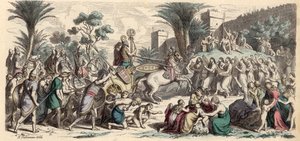 Reception of a Victorious Assyrian Army (Coloured Engraving) by Heinrich Leutemann