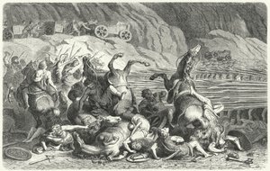 Romans deploying in phalanx formation against Thracian cavalry by Heinrich Leutemann