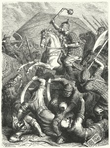 The Cossack military commander Yermak Timofeyevich in battle with the Tatars of Kuchum Khan by Heinrich Leutemann
