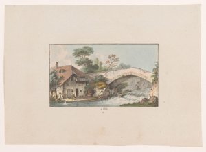 View of a House by a Bridge in Orbe by Heinrich Rieter