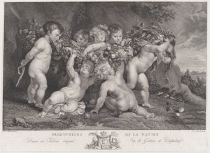 Seven Putti Carrying a Garland of Fruit