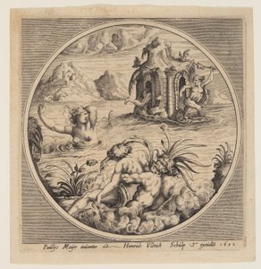 Mythological Marine Subject in a Roundel by Heinrich Ulrich