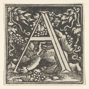 Initial letter A with putto by Heinrich Vogtherr