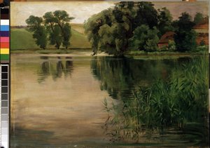At a pond. Painting by Heinrich Wilhelm Trubner (1851-1917) 19th century Museum of Fine Arts of Mikalojus Konstantinas Ciurlionis, Kaunas, Lithuania