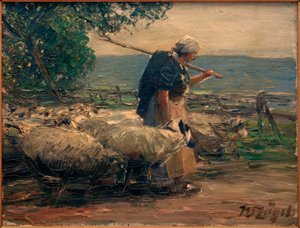 Shepherdess with Herd