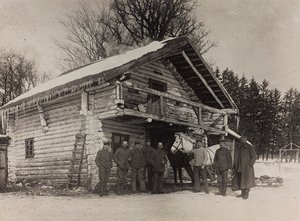 First World War: Ukraine in the years 1914-1916 during the invasion of the German army. Military front of a house