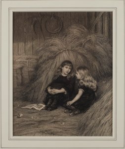 Two Girls in a Barn by Helen Allingham