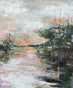 Pink Sky Waterscape by Helena Ryhle