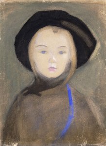 Girl with Blue Ribbon by Helene Schjerfbeck