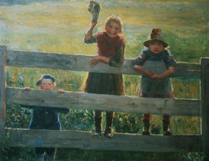 Three Small Children at the Gate