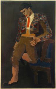 Torero Leaning on a Chair with One Knee