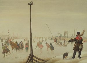 A Duck Hunter and His Dog in a Winter Landscape by Hendrick Avercamp