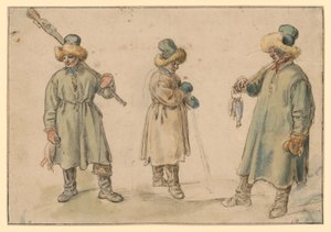 Three Studies of a Farmer in Winter Clothing by Hendrick Avercamp