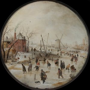 Frozen River with Skaters