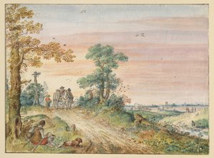 Country Road with a Horse Cart by Hendrick Avercamp
