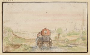Country Road with a Red Carriage by Hendrick Avercamp
