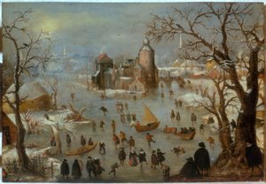 Winter Landscape with Ice Skaters
