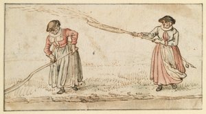 Two Women with Shovels by Hendrick Avercamp